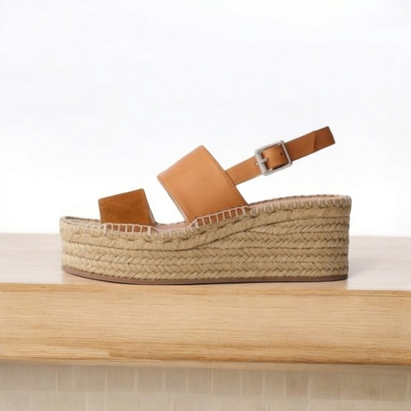RAG & BONE EDIE WEDGE ESPADRILLE PLATFORM - TOBACCO  SIZE 9.5 - Picture 1 of 17
